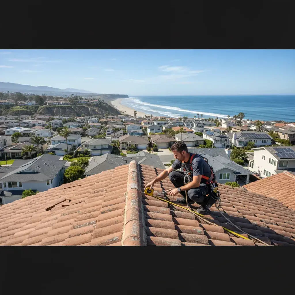 A San Diego coastal home with a metal roof, the kind of material that holds up to salt-spray exposure.